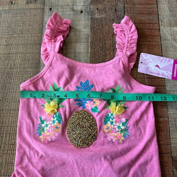 Tommy Bahama Pink Girls Pineapple Tank Top Ruffle Sleeves NWT S 5/6 - Picture 2 of 7